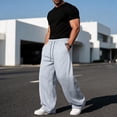 thumbnail image 6 of Havenx Sweatpants for Men Straight Wide Leg Drawstring Sweat Pants with Pockets Elastic Waist Open Bottom Sweatpant Athletic Comfy Y2k Fall Winter Loose Fit Trousers,Light Gray 3XL, 6 of 7