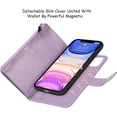 thumbnail image 3 of Wallet Case Compatible with iPhone 11 Detachable 2 in 1 Magnetic Zipper Case,[6 Card Slots] [Wrist Strap] [Stand Feature] Luxury Leather Slim Cover Case for iPhone 11,6.1 inch Purple, 3 of 16