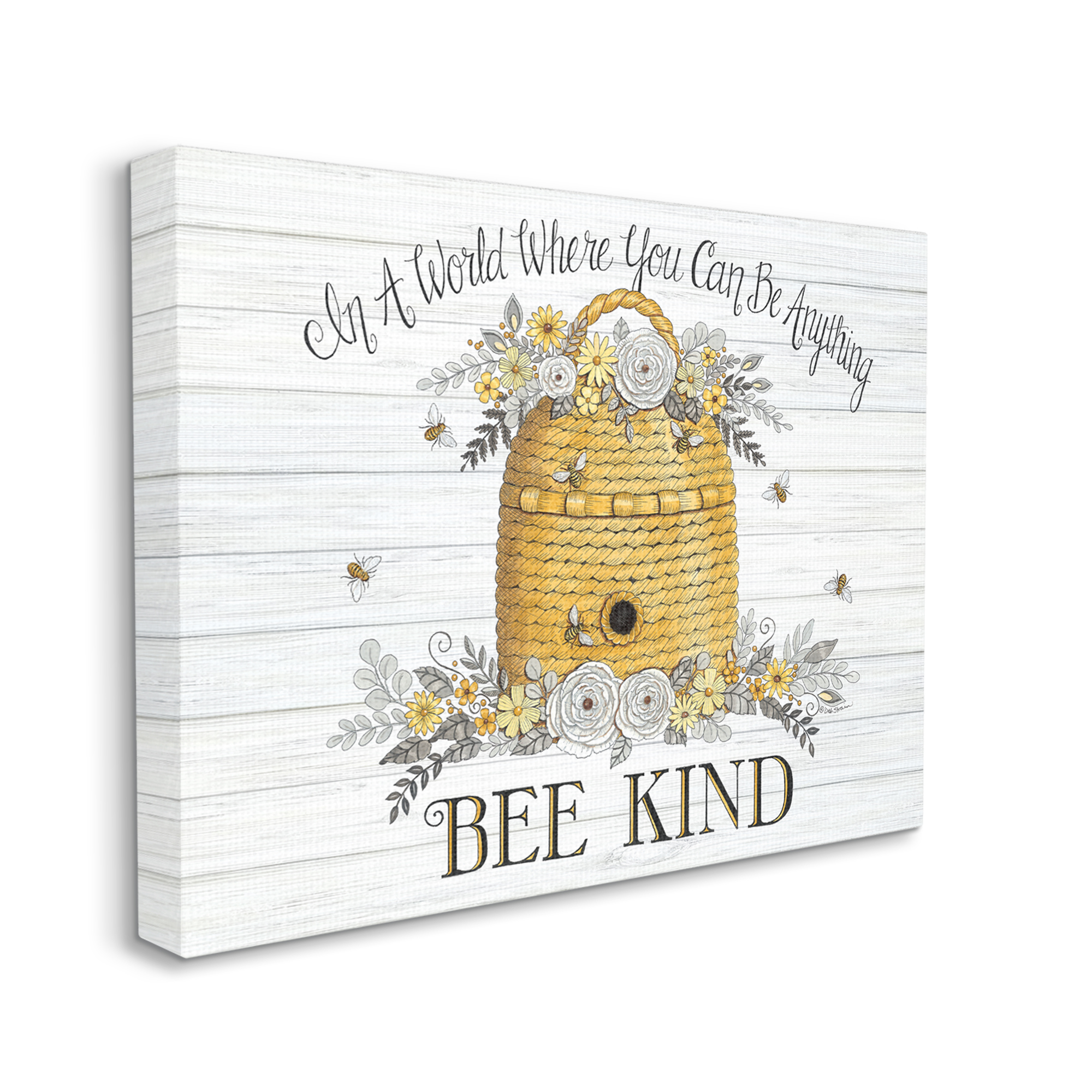 Stupell Industries In A World Bee Kind Motivational Phrase Beehive, 20 x 16,Design by Deb Strain
