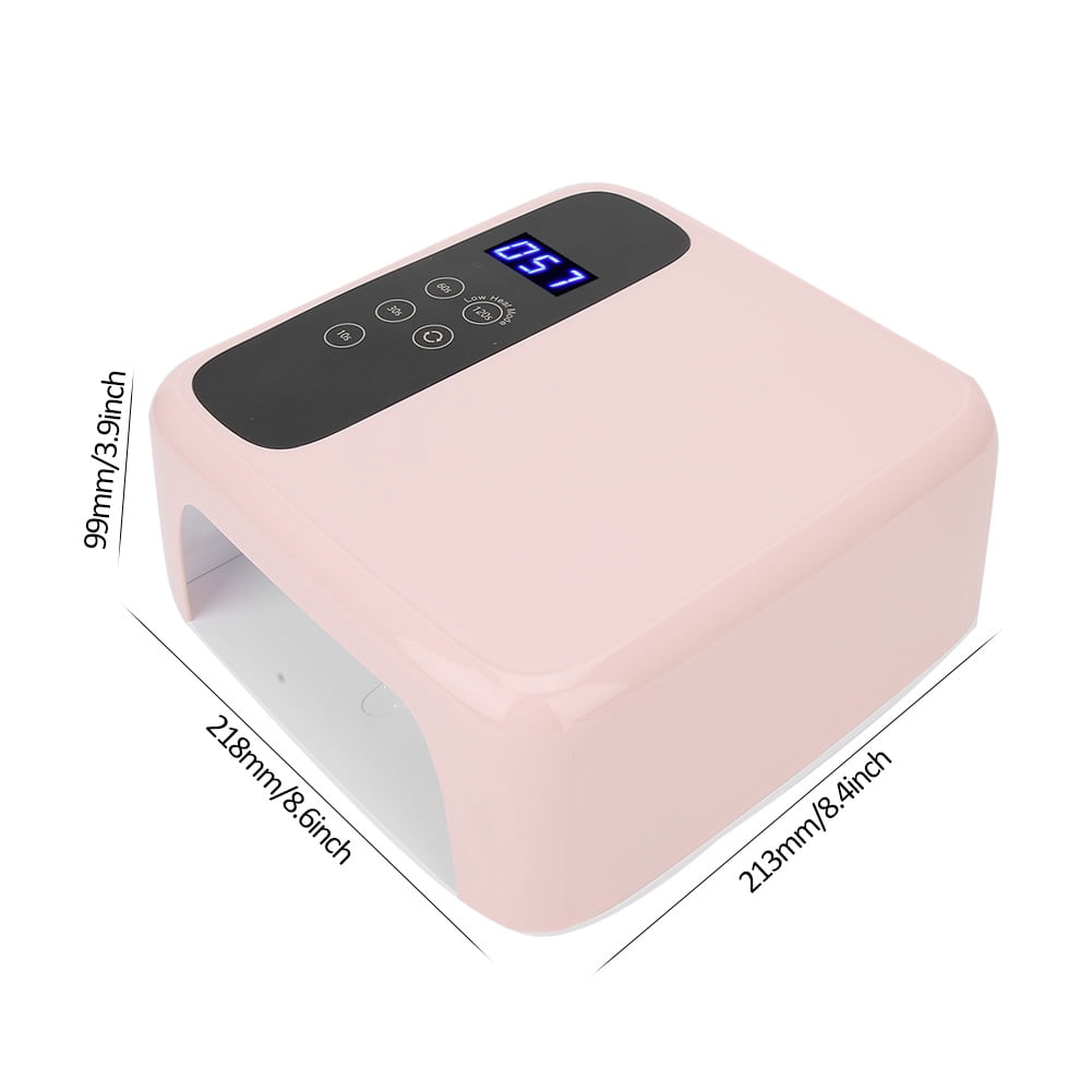YAHHU 72W Nail Lamp Gel Nail Polish Dryer Quick Drying Nail Art Machine, Rechargeable, LED Display, Pink (10 inches / 25.4 cm)