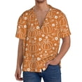 thumbnail image 7 of Lsque Hand-drawn Pumpkin with Flowers print Men's Cuban Collar Short Sleeve Shirt Summer Beachwear Casual Button Down Fashionable Vacation Leisure Shirt-X-Large, 7 of 7