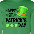 thumbnail image 4 of Inktastic Happy St. Patrick's Day Green Hat and Clovers Long Sleeve T-Shirt, 4 of 5