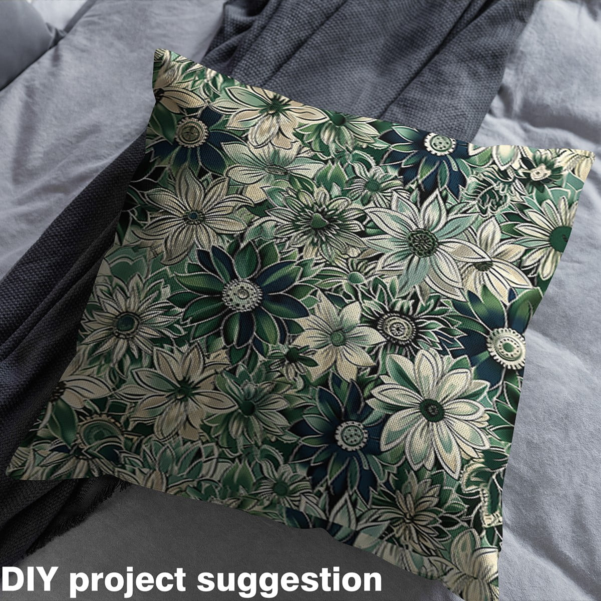 Castle Fairy Chic Flower Fabric by the Yard 5 Yards,Bohemian Theme Fabric for Sewing,Green White Home Decor Fabric by the Yard,Breathable Home Decor