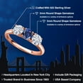 thumbnail image 2 of Gem Stone King 18K Rose Gold Plated Silver Blue Created Sapphire and White Moissanite Engagement Ring for Women | 1.60 Cttw | Round 5MM | Gemstone September Birthstone | Size 7, 2 of 7