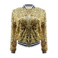 thumbnail image 6 of Yuanlong Womens Jackets Autumn Ladies Notch Collar Zipper Patchwork Sequin Long Sleeve Jacket Streetwear Shiny Outwear Tops, 6 of 7