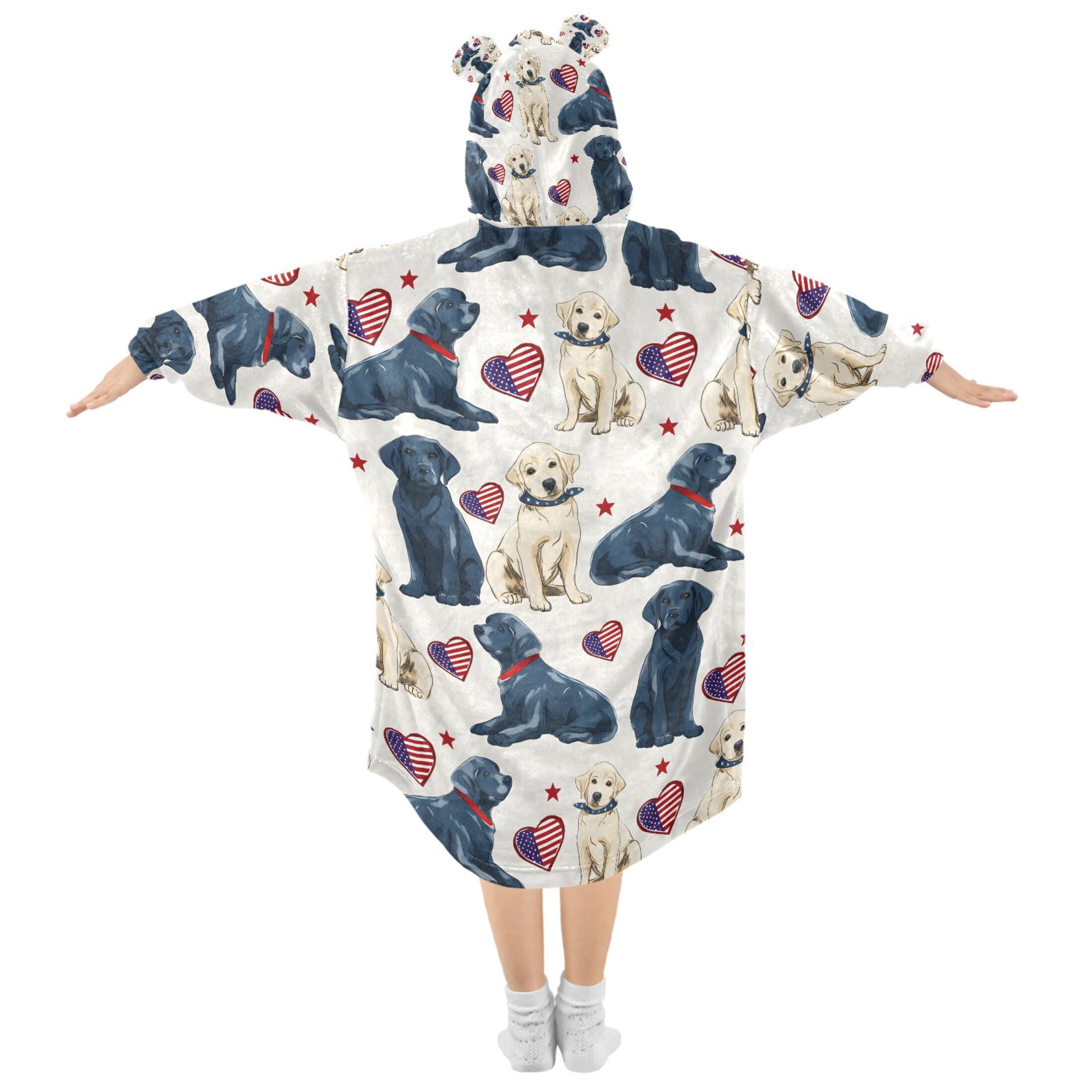 joogoo Blanket Hoodie for Labrador Dogs Hearts Oversize Sweatshirt 3-14 YR L
