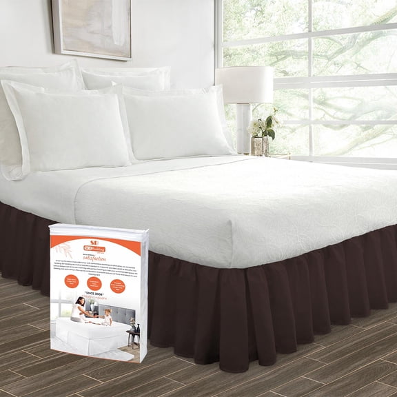 SGI Bedding 14 Inch Ruffled Bedskirt | Microfiber Ruffled Bed Skirt | Fade-Resistant, Wrinkle-free, Anti-static, Decorative, Extra Storage Space, Clutter-Free |California King, Chocolate