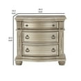 thumbnail image 5 of Caitlin 35 Inch 3 Drawer Nightstand with Marble Top, Leaf Carvings, Silver- Saltoro Sherpi, 5 of 5