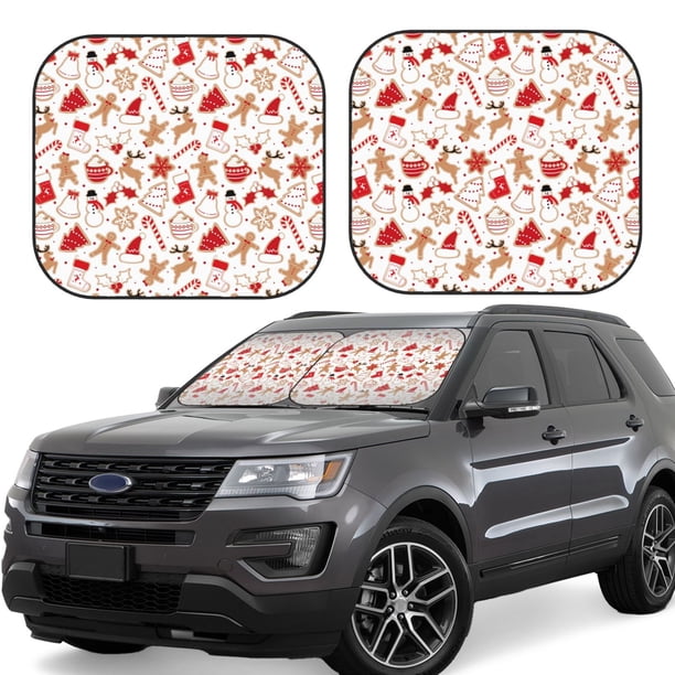 Balery Gingerbread Holiday Sweets Parasol para parabrisas de coche de 2 piezas | Parasol plegable para parabrisas delantero de coche para la mayoría de sedanes-Small