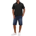 thumbnail image 2 of INSPIRE CHIC Men's Solid Short Sleeve Button Down Chest Pockets Linen Shirt 2XL Black, 2 of 6