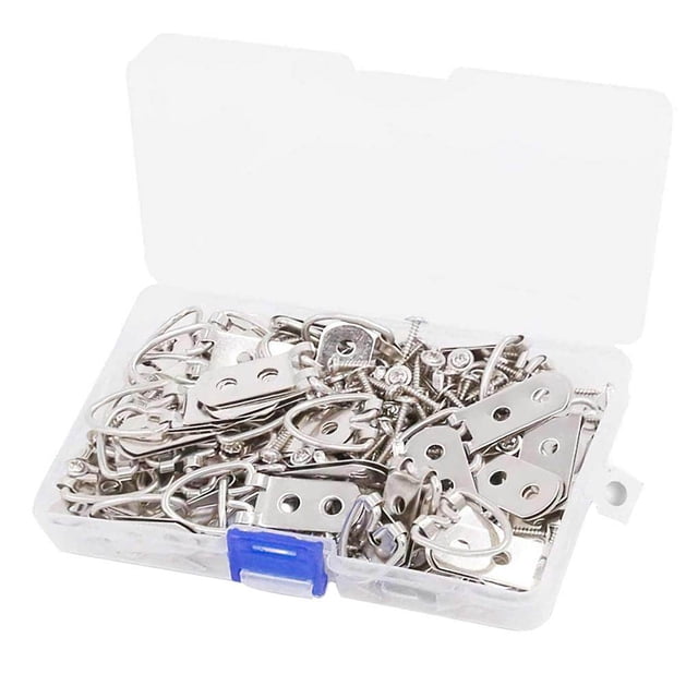 60 Pieces Photo Album Hook D Ring Shape Simple Home Frame Picture Hook Double Hole with Screw Hook Suitable for Decorative Photo Frames