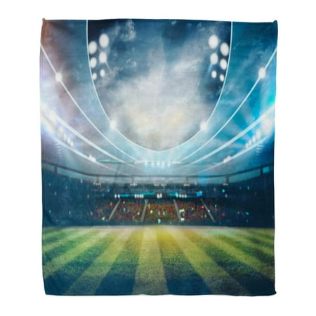 ASHLEIGH Throw Blanket 58x80 Inches Green Soccer Lights at Night and Stadium 3D Rendering Game Warm Flannel Soft Blanket for Couch Sofa (Best 3d Rpg Games)