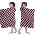 thumbnail image 4 of Black and Pink Checkerboard Pattern Hooded Bath Towel，50"x30" for Ages 3 To 12 Kids, Quick Dry Lightweight Soft Microfiber Hood Beach Towel Cover Up for Kids, 4 of 7