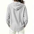 thumbnail image 3 of Seffadzy Women's Cotton Linen Long Sleeve Hooded Button Front Cardigan Shirt Lightweight Relaxed Fit Soft Breathable Beach Vacation Sun Protection Top, 3 of 5