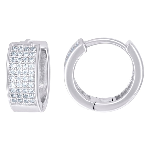 925 Sterling Silver Womens Cubic Zirconia Four Row Endless Hoop Earrings 5.2mm Wide Hoop Earring for Women