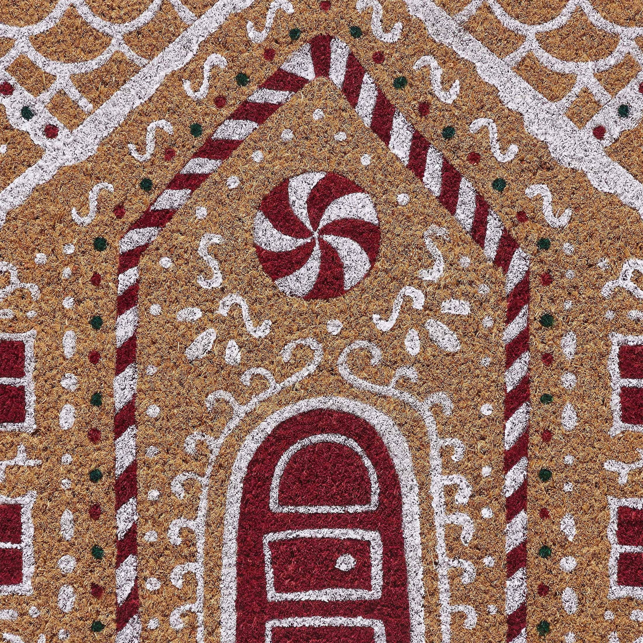 My Texas House Multicolor Gingerbread House Outdoor Coir Christmas Doormat, 18" x 30"
