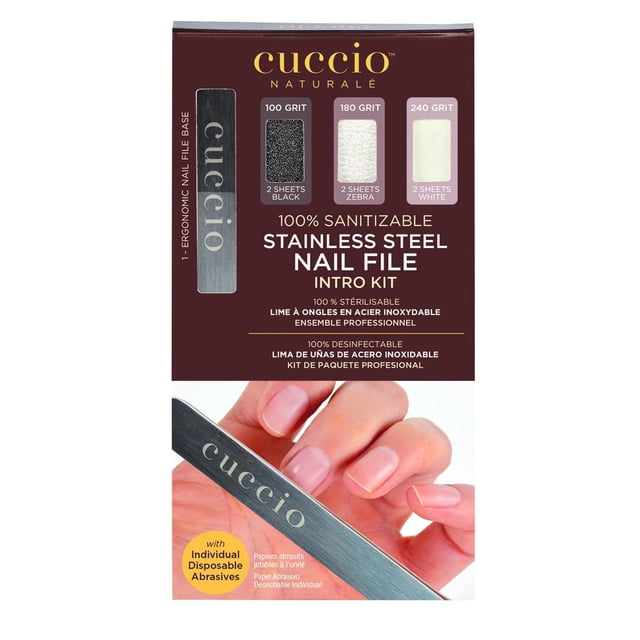 Lima de uñas de acero inoxidable Cuccio Pro Pack El color puede variar
