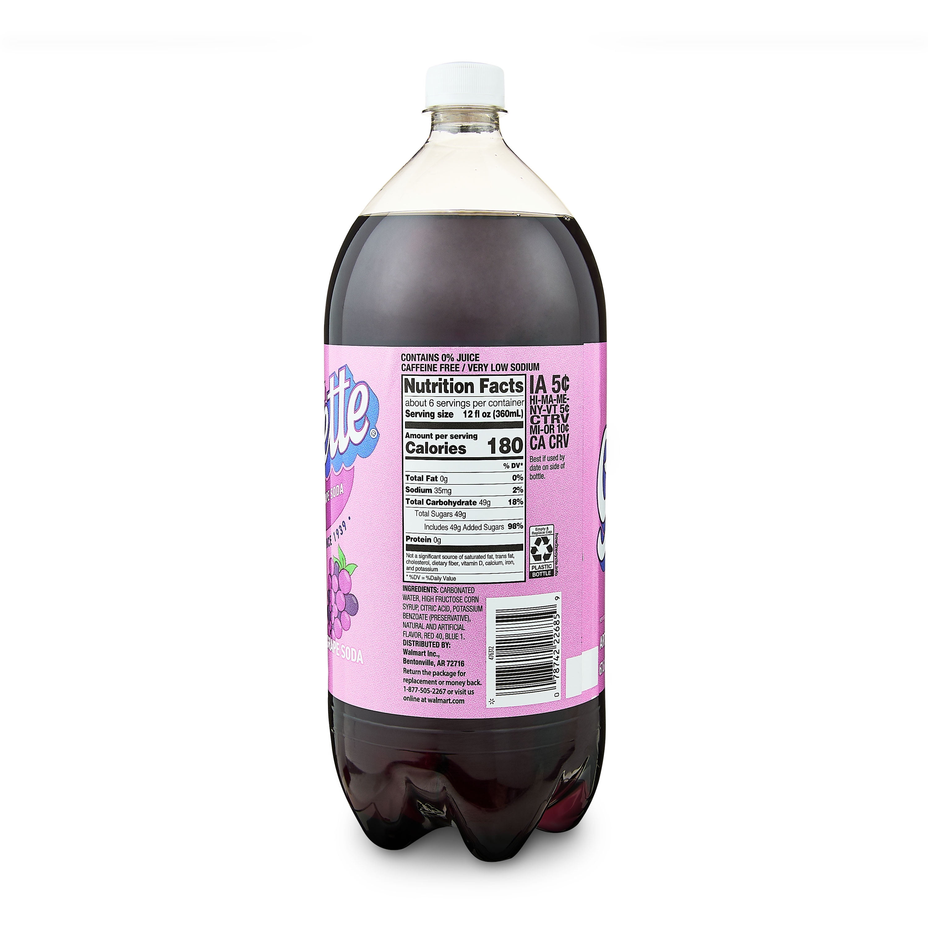 Great Value Grapette Grape Soda, 2 Liter