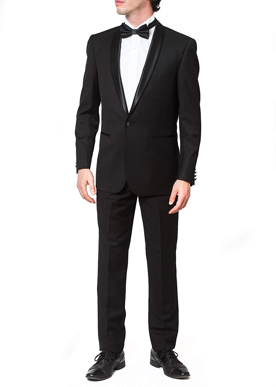 Giorgio Fiorelli Men’s G47815/1 One Button Modern Fit Two-Piece Shawl Collar Tuxedo Suit Set - Black - 44S - image 1 of 5