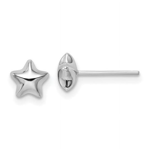 Finest Gold 14K White Polished Small Puffed Star Post Earrings