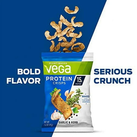 Vega 7570070 Protein Crisps, Garlic & Herb - 5 Per Box