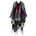 thumbnail image 3 of Las mujeres de punto mantón del poncho de imitación de la cachemira El modelo geométrico de la borla, 3 of 7