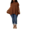 thumbnail image 2 of Unique Bargains Juniors' Plus Size Short Sleeve Tunic Handkerchief Hem Summer Casual Top 4X Brown, 2 of 6