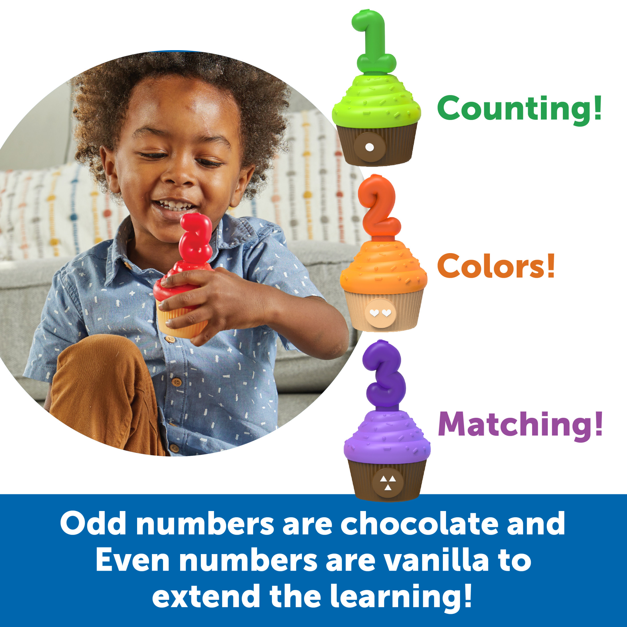 Learning Resources Counting Cupcakes, 15 Pieces, Ages 18 Months+, Toddler Toys