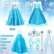 Jurebecia Princess Dress for Girls Birthday Party Blue Costume up Toddlers Kids Christmas Halloween Cosplay Clothes with Accessories 4T(3-4Years)