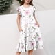 thumbnail image 4 of Vestido de Verano de Manga Corta para Niñas Estampado Floral de Bolsillo de Cuello Redondo Top Casual para Niños, 4 of 5