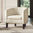 thumbnail image 2 of BELLEZE Elegant Tufted Barrel Accent Chair - Berlinda (White), 2 of 7