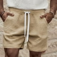 thumbnail image 2 of Cotton Shorts for Men Solid Color Casual Waffle Grid Straight Leg Drawstring Elastic Waist Pockets Lounge Relaxed Cozy Pants S-3XL, 2 of 6
