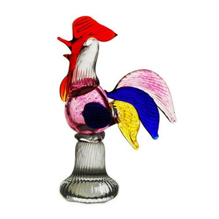Glass Red Rooster - Glass Rooster, Red Multi Color. H-7