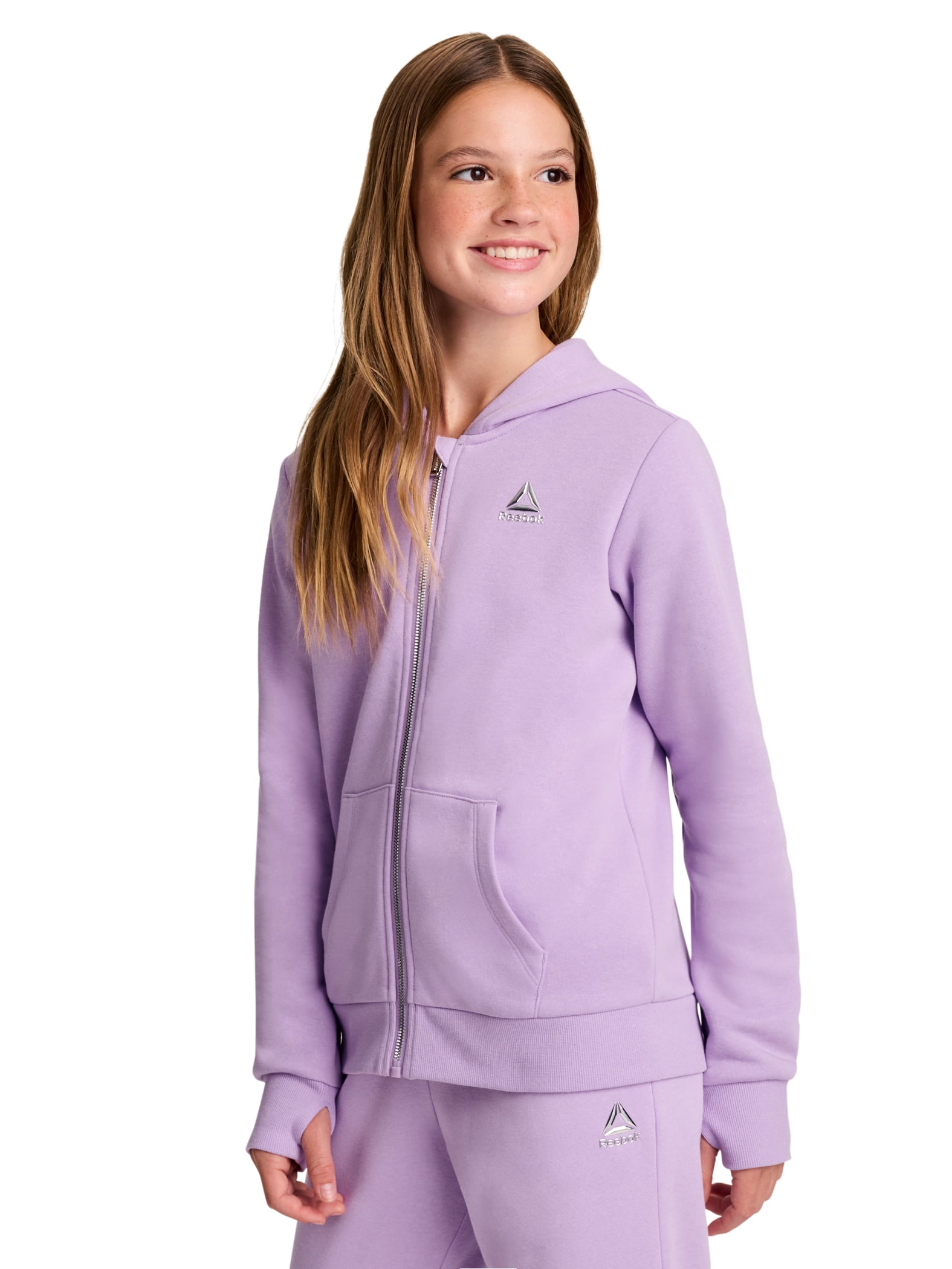 Reebok Girl’s Game Day Fleece Full Zip Hoodie, Sizes 4-18