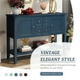 thumbnail image 2 of Buffet Cabinet Sideboard, 46" Buffet Cabinet Sideboard with 4 Storage Drawers, 2 Cabinets and 1 Bottom Shelf, Wood Console Table Storage Cabinet for Dining Room Home Furniture, Navy, I7987, 2 of 10