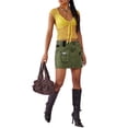 thumbnail image 3 of xiaxaixu Hauts Courts pour Femmes, Manches Courtes Col en U Transparent Couleur Unie Décontracté Fête Rue Été Crop Shirt, 3 of 6