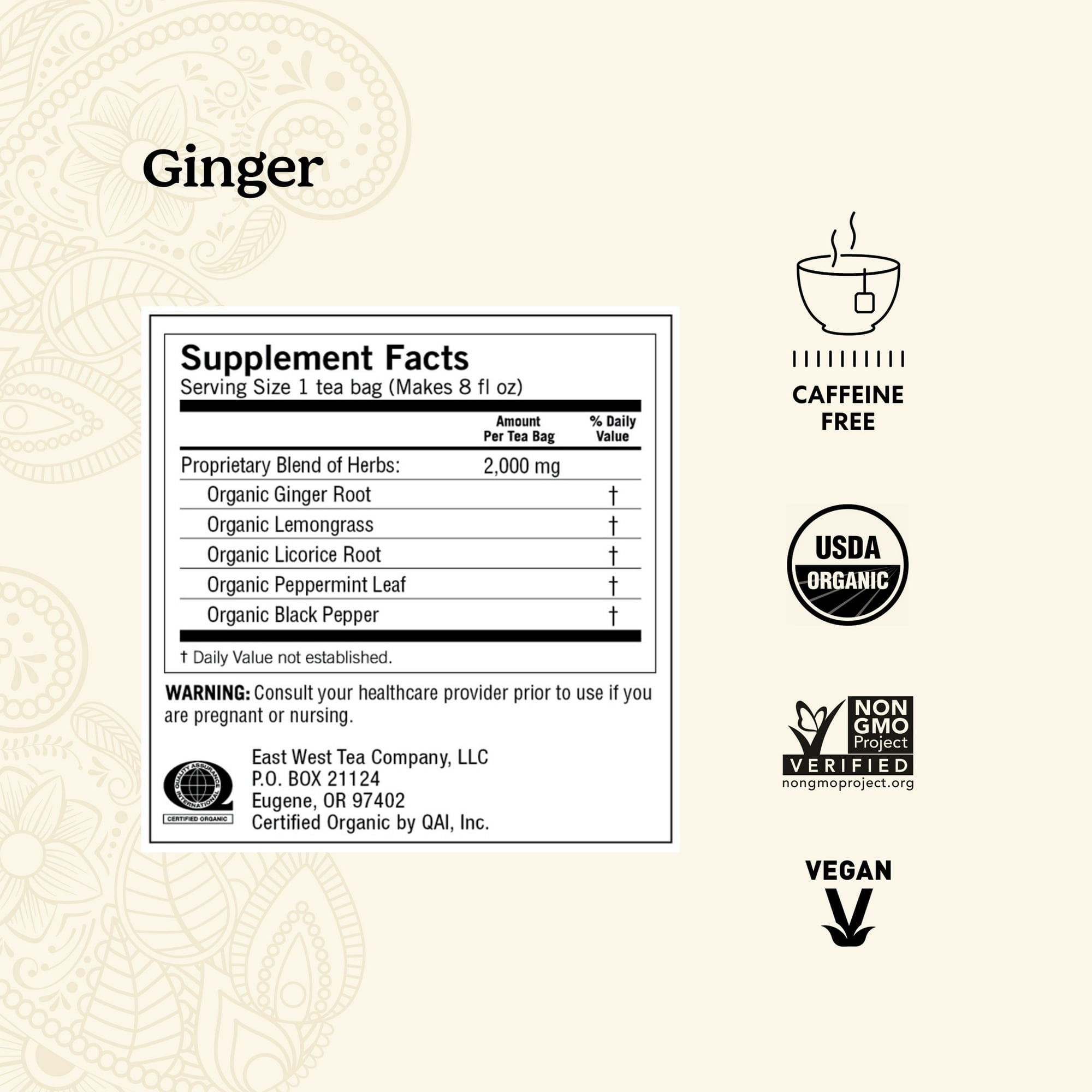 Yogi Tea Ginger, Caffeine-Free Organic Herbal Tea Bags, 16 Count, 1.12 oz (Pack of 2)