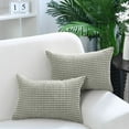 thumbnail image 2 of PiccoCasa 2Pcs Corn Striped Corduroy Throw Pillow Covers Cushion Cover for Sofa, Light Gray 12" x 18", 2 of 6