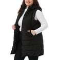 thumbnail image 4 of Agnes Orinda Women's Plus Size Quilted Long Vest Hooded Zip up Puffer Jacket with Pockets 1X Black, 4 of 7