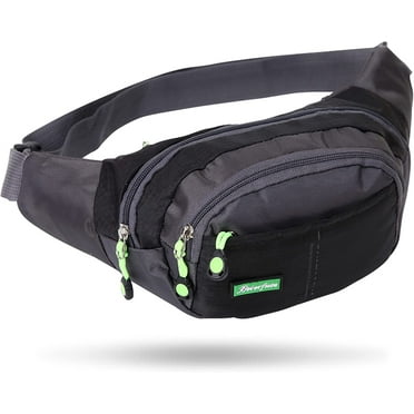 Viaky Black Crossbody Workout Waist Pack 4 Zipper Pockets, Running Belt Fanny Bag for Hands Free Sports Travel & Casual Use, Adjustable Strap Pouch Ideal Gifts for All Phone Carrying Enthusiasts