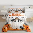 thumbnail image 2 of Manfei Kawaii Ghost Child Queen Comforter Set, Funny Orange Pumpkin Bedding Comforter Set, Happy Halloween Theme Reversible Bedding Set, Microfiber Bedroom Decor, 3 Pieces, 2 of 8