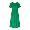 thumbnail image 6 of IROINNID Formal Dress for Women Wedding Guest Evening Night Party Dress Trendy Summer Short Sleeve Crewneck Dress Flowy Tiered Maxi Beach Dress,Green, 6 of 8
