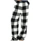 thumbnail image 2 of Ceisia men's Plaid Print Flannel Wide Leg Pants, Elastic Waist Casual Winter Trousers with Plush Texture for Ladies Black XL Gifts, 2 of 6