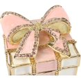 thumbnail image 3 of Mini Enamel Rhinestone Bow Jewelry Box Bow Hinged Jewelry Box Glitter Jewelry Box Mini Figurine Ring Box (Pink), 3 of 5