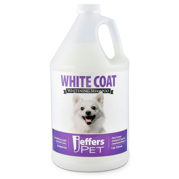Jeffers White Coat Pet Shampoo for Dogs, Cats, & Small Animals, 1 Gallon - Soap Free, Concentrated Formula for White & Light Coats, Berry Scented, Safe for All Coat Types, Ideal for Grooming