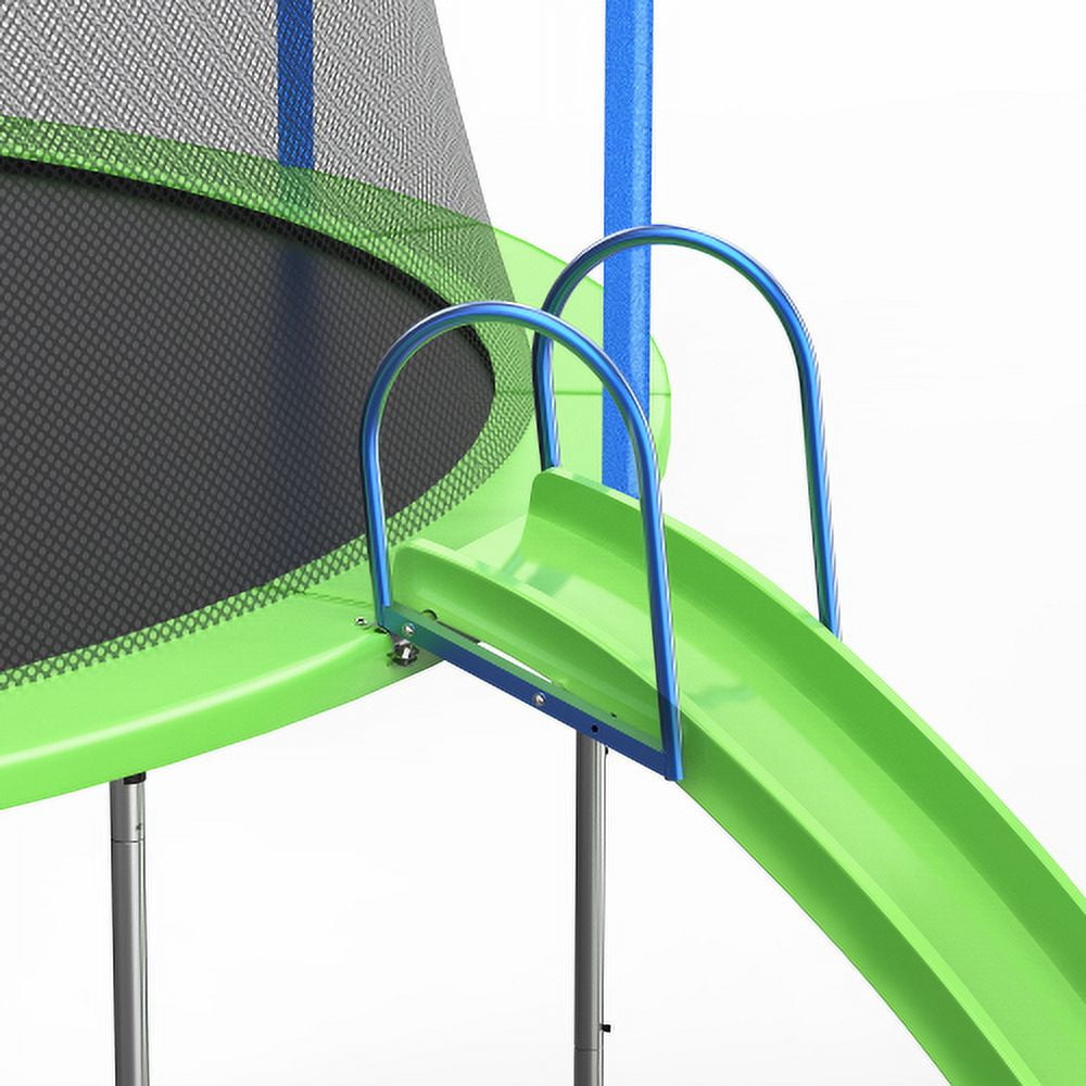 Baluue 14FT Trampoline with Slide and Swings, Double color cover, Trampoline with Basketball Hoop and Ladder,Outdoor Backyard Trampoline with Net, Capacity for Kids and Adults