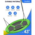 thumbnail image 3 of MIHOVER 43 Inch Saucer Tree Swing Flying Indoor Outdoor Play Set Swing for Kids - Green, 3 of 8