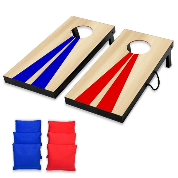 GoSports Jeu de Cornhole Portable Taille Junior avec 6 Sacs de Haricots - Idéal pour Tous Âges Intérieur & Extérieur (Choisissez entre Designs Classiques Ou en Bois)