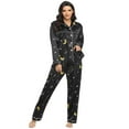 thumbnail image 3 of Monfince Autumn Spring Womens Silk Satin Pajamas Set Button Down Floral Pattern Sleepwear Loungewear Ladies Pajamas Nightgown Two-piece suit, 3 of 5