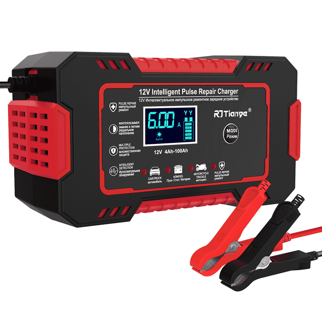 Cargador de Batería para Auto, Cargador de Goteo de Batería 12V/6A Inteligente Automotriz 12V Mantenedor de Batería Desulfatador con Compensación de Temperatura para Auto, Camión, Motocicleta, Podado